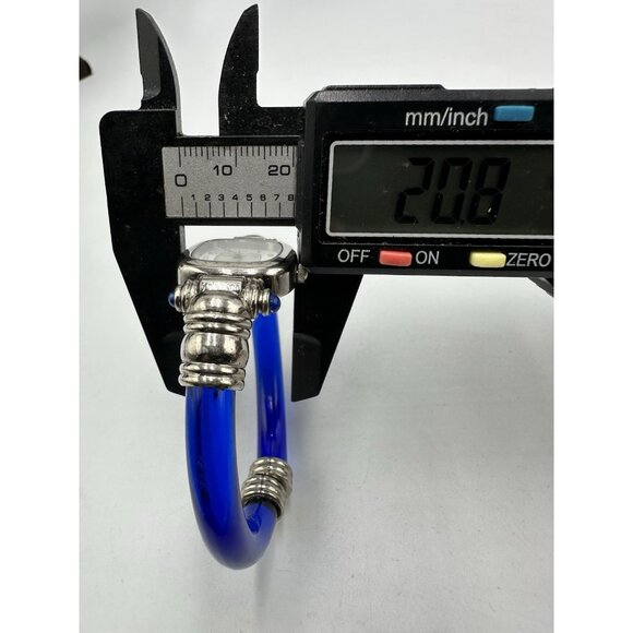 Ottimo Watch Women Silver Tonel Blue Transluscent Cuff Band New Battery - Picture 12 of 13